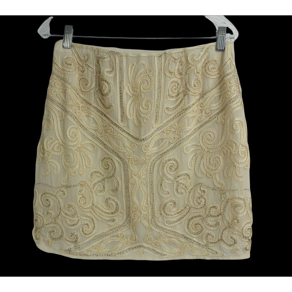 Verty Women's Size Large Embroidered Yellow Mini Skirt - Picture 5 of 10